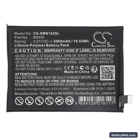 Redni 24116RACCG Replacement Battery, 3.91V, 5000mAh, Li-Polymer 3