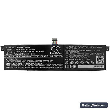 Xiaomi Mi Notebook Air 13.3 2018 Replacement Battery, 7.6V, 5250mAh, Li-Polymer 3