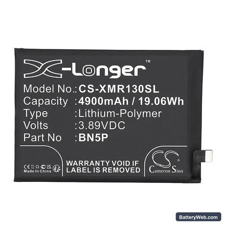 Redmi Note 13 Replacement Battery, 3.89V, 4900mAh, Li-Polymer 3