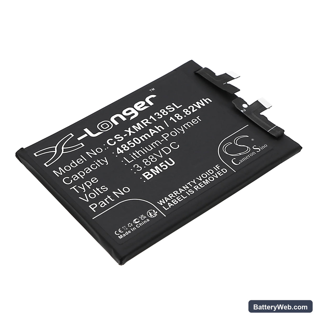 Redmi Note 13 Pro+ Replacement Battery, 3.88V, 4850mAh, Li-Polymer 1