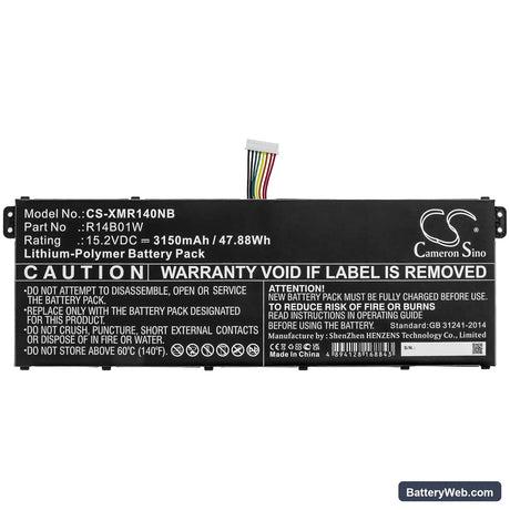Xiaomi Redmi Book 14 Replacement Battery, 15.2V, 3150mAh, Li-Polymer 3