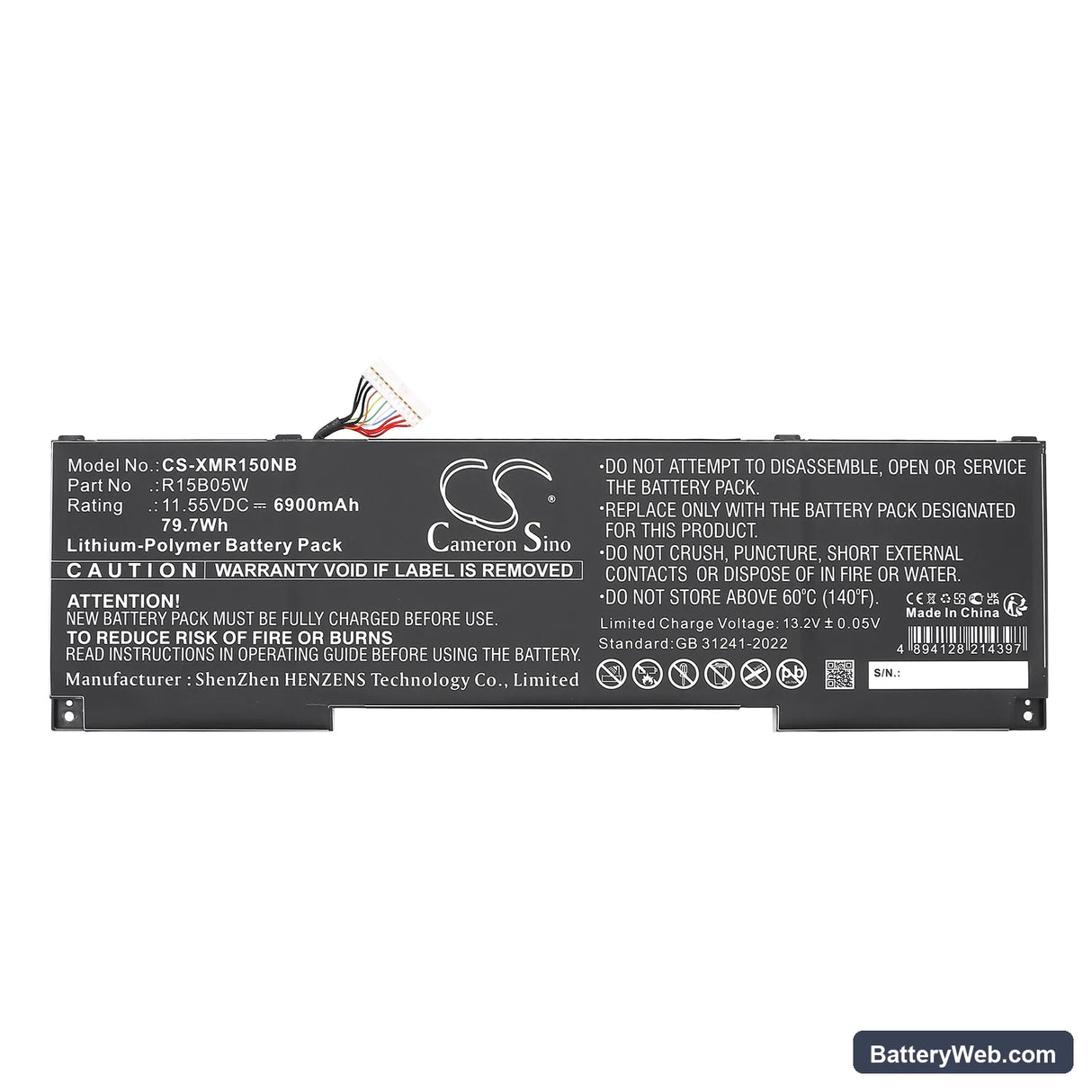 Xiaomi Notebook Pro X 15 Replacement Battery, 11.55V, 6900mAh, Li-Polymer 3