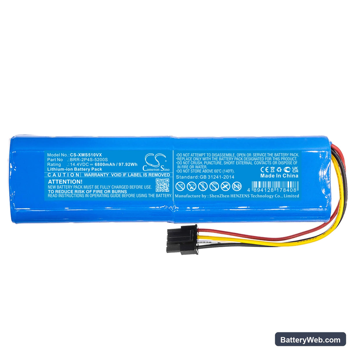 Mijia 1T STYTJ02ZHM Replacement Battery, 14.4V, 6800mAh, Li-ion 3