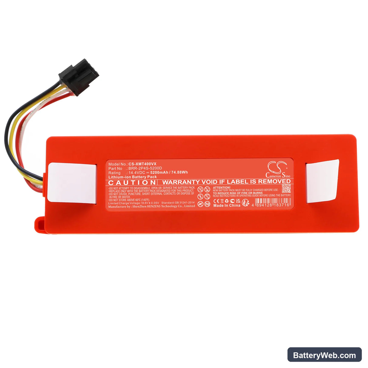 Roborock AED03HRR Replacement Battery, 14.4V, 5200mAh, Li-ion 3