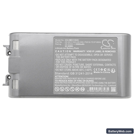 Dreame V11 Replacement Battery, 25.2V, 2500mAh, Li-ion 5