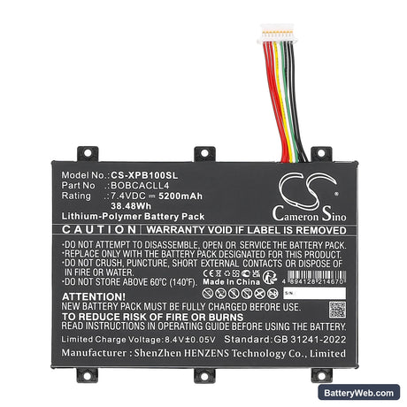 Xplore Bobcat Rugged IX101B1 Tablet Replacement Battery, 7.4V, 5200mAh, Li-Polymer 3
