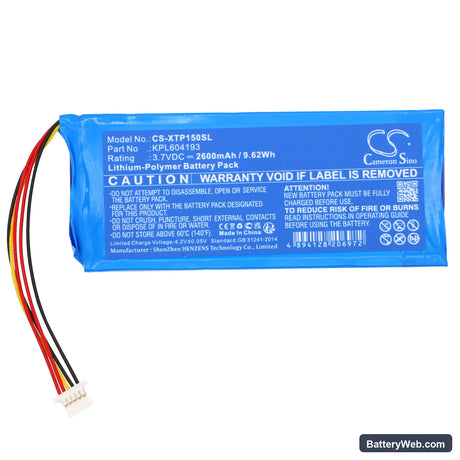 XTOOL TP150 TPMS Diagnostic Tool Replacement Battery, 3.7V, 2600mAh, Li-Polymer 3