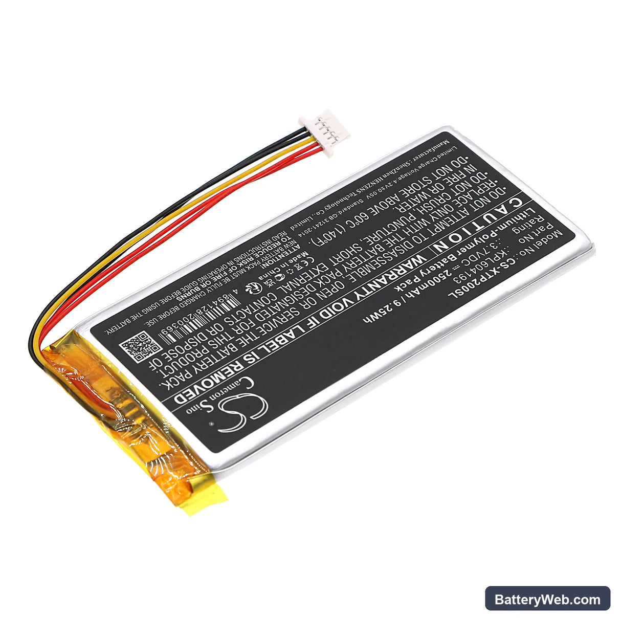 XTOOL TP200 Replacement Battery, 3.7V, 2500mAh, Li-Polymer 2