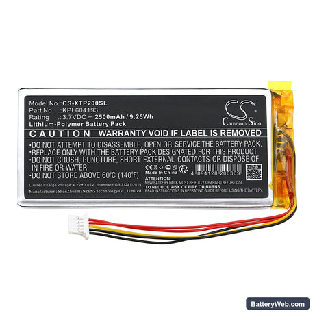 XTOOL TP200 Replacement Battery, 3.7V, 2500mAh, Li-Polymer 3