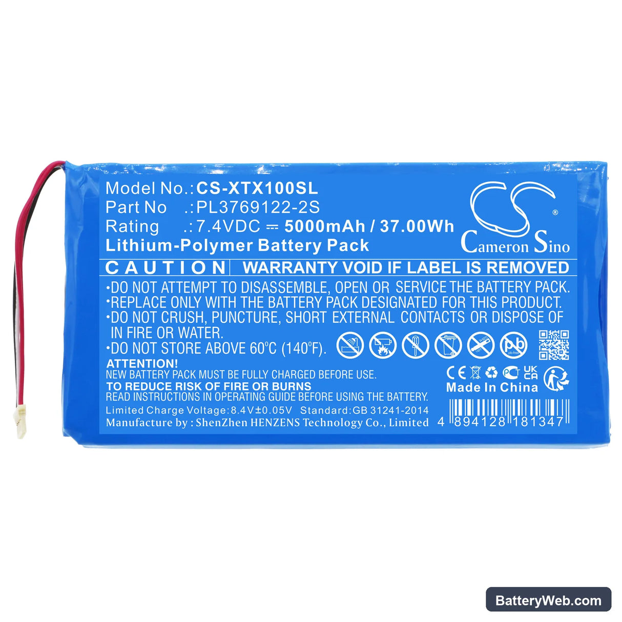XTOOL X100 Pad 2 Replacement Battery, 7.4V, 5000mAh, Li-Polymer 3