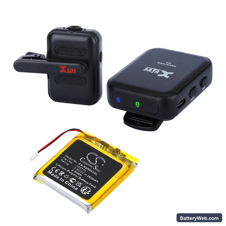 Xvive U6 Wireless Microphone Transmitter Replacement Battery, 3.8V, 260mAh, Li-Polymer 6