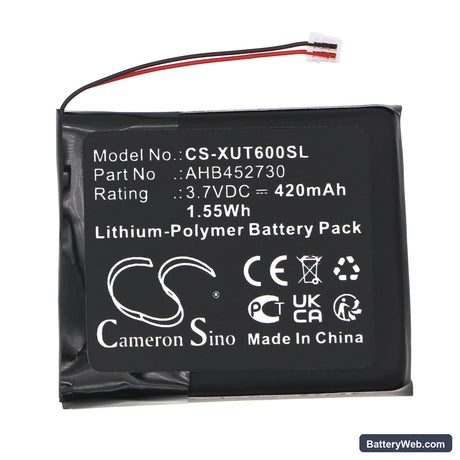 Xvive U6 Wireless Microphone Receiver Replacement Battery, 3.7V, 420mAh, Li-Polymer 3