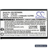 Custom Battery Pack Replacement Battery, 3.7V, 1100mAh, Li-ion 3
