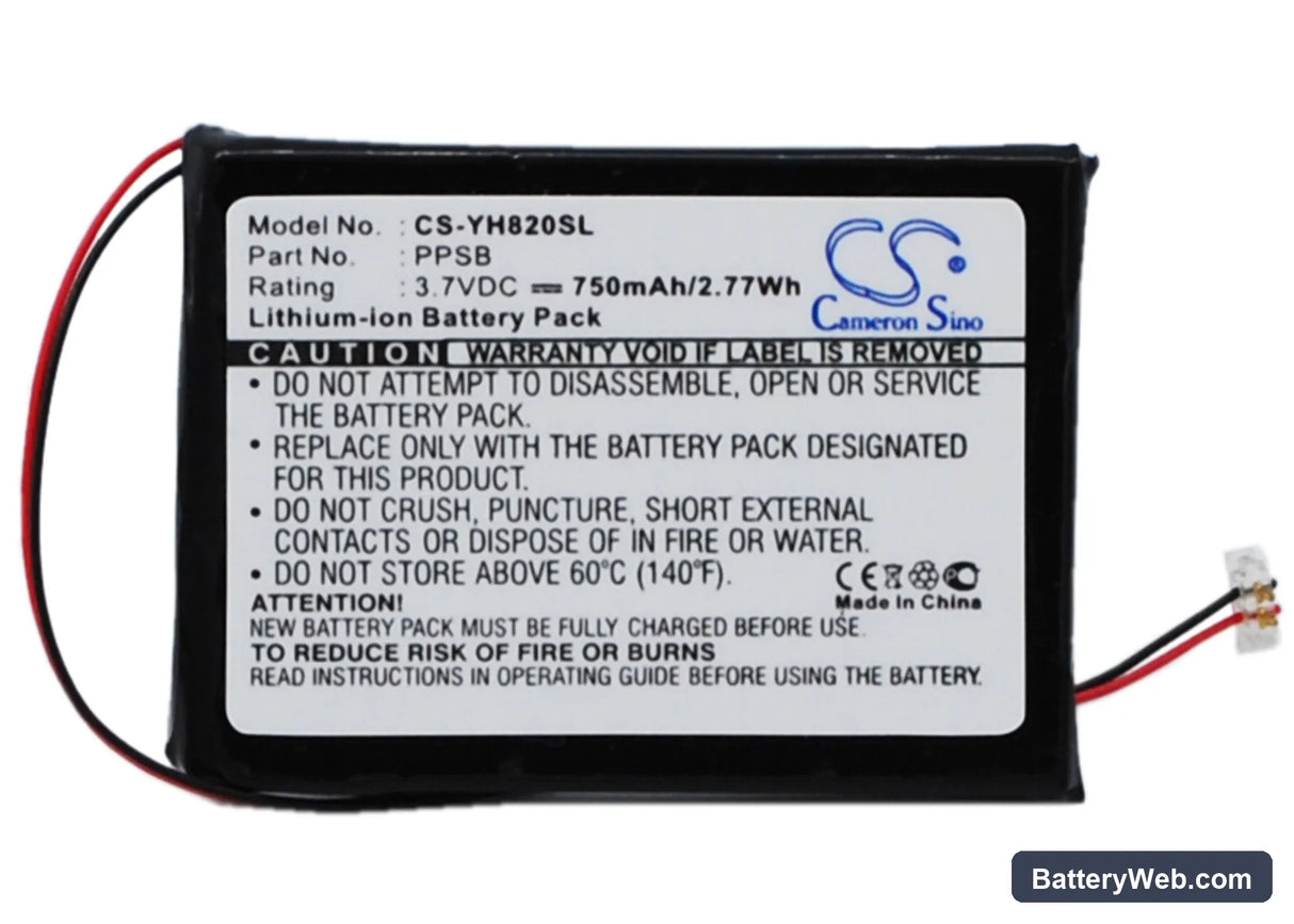 Samsung YEEP YH-820 Replacement Battery, 3.7V, 750mAh, Li-ion 1