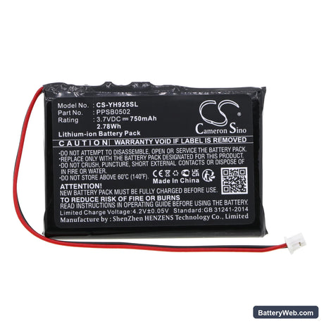 Samsung YH-920 Replacement Battery, 3.7V, 750mAh, Li-ion 3
