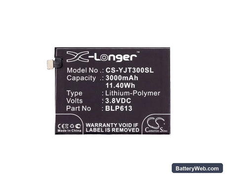 OnePlus 3 Replacement Battery, 3.8V, 3000mAh, Li-Polymer 5