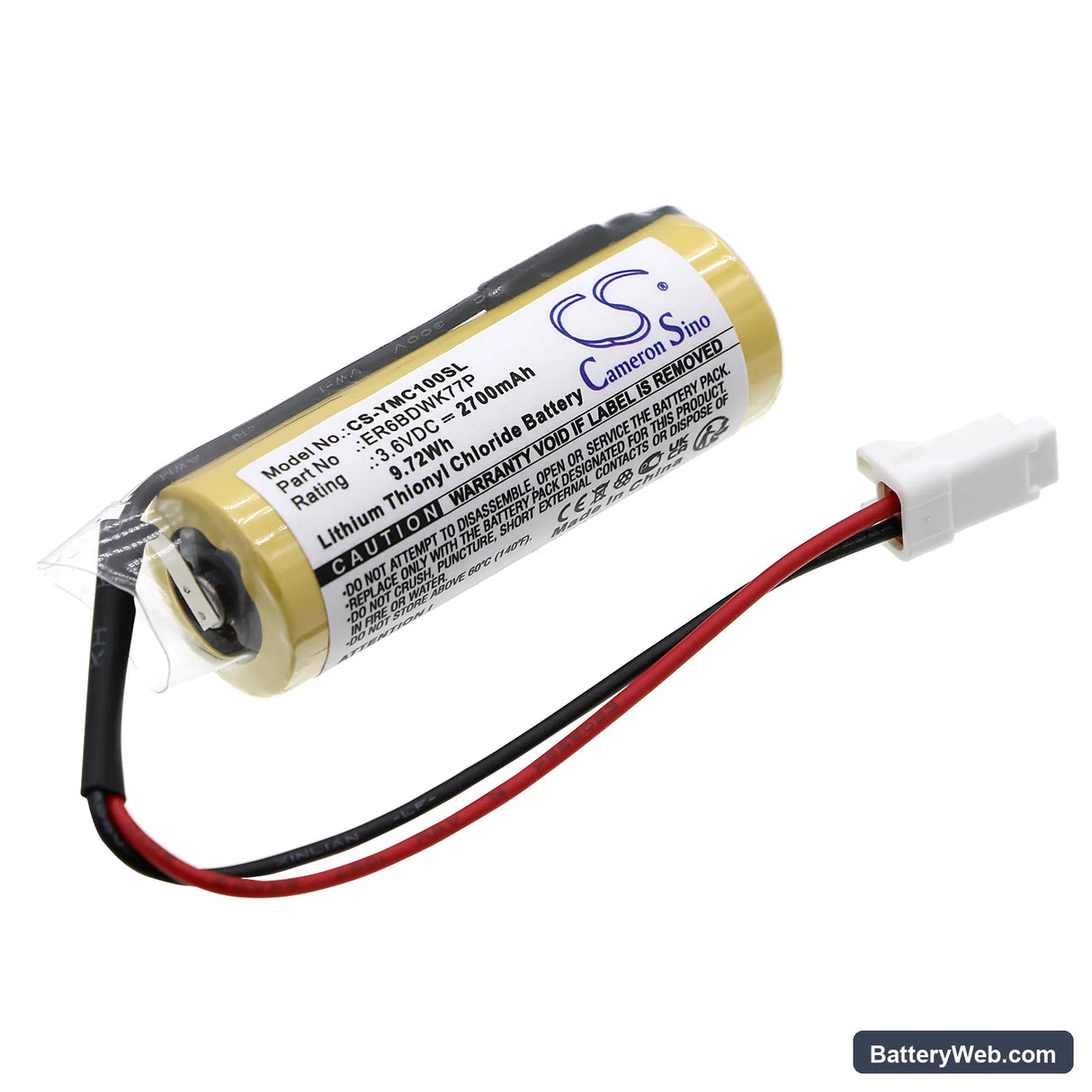 Yaskawa YRC1000 GP7 Body Replacement Battery, 3.6V, 2700mAh, Li-SOCl2 1