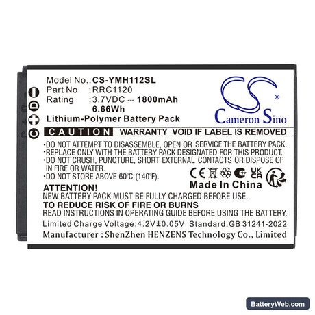 Yamaha RM-WGL Replacement Battery, 3.7V, 1800mAh, Li-Polymer 5