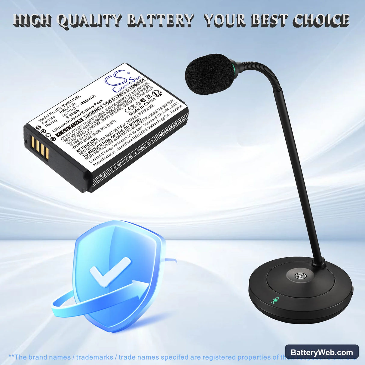 Yamaha RM-WGL Replacement Battery, 3.7V, 1800mAh, Li-Polymer 6