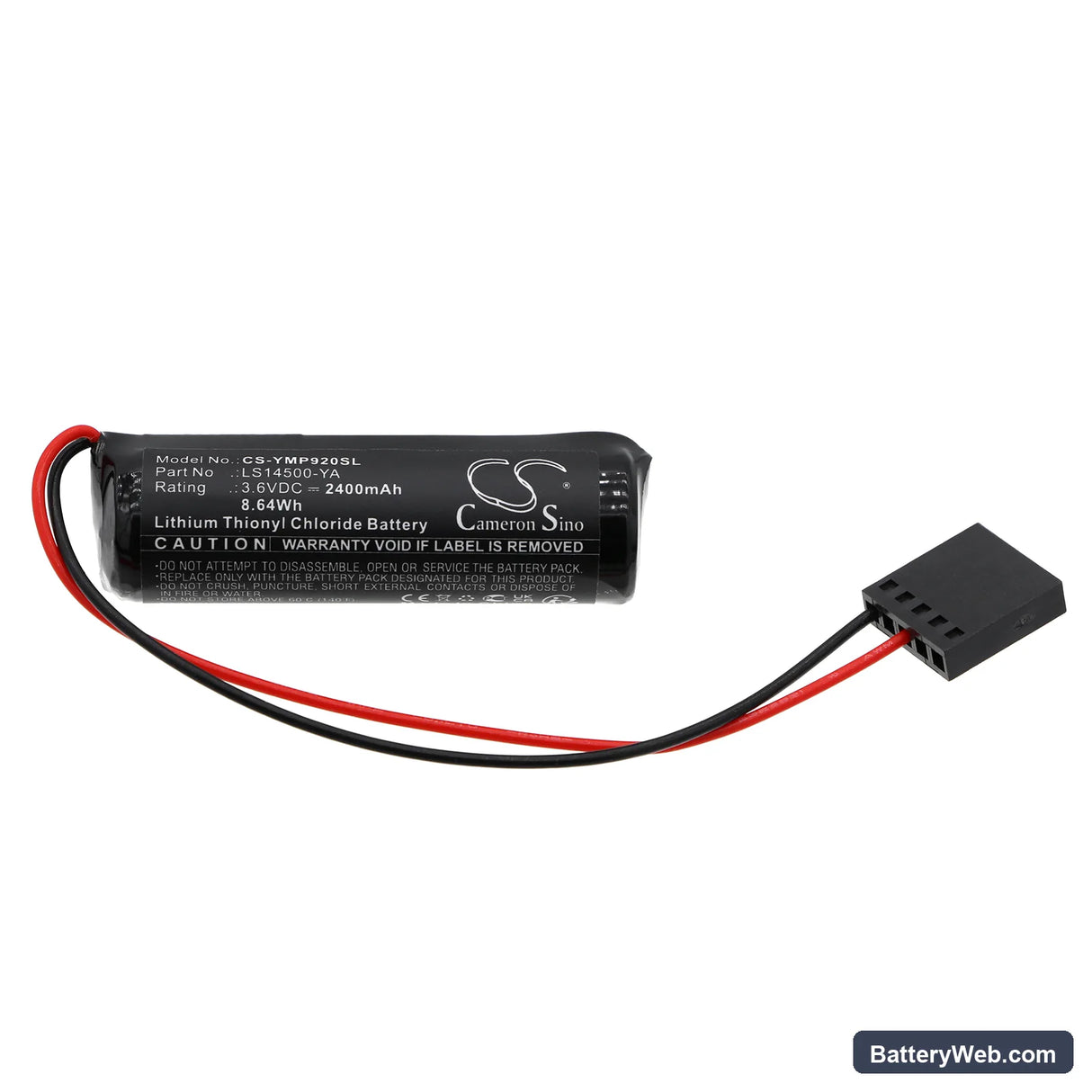 Yaskawa MP920 Replacement Battery, 3.6V, 2400mAh, Li-SOCl2 3