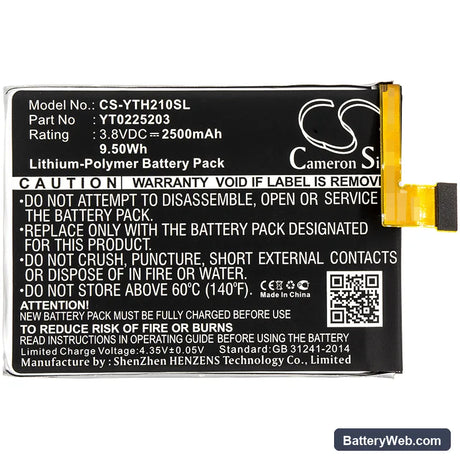 Yota YotaPhone 2 Replacement Battery, 3.8V, 2500mAh, Li-Polymer 3