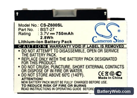 Sony Ericsson Z600 Replacement Battery, 3.7V, 750mAh, Li-ion 5