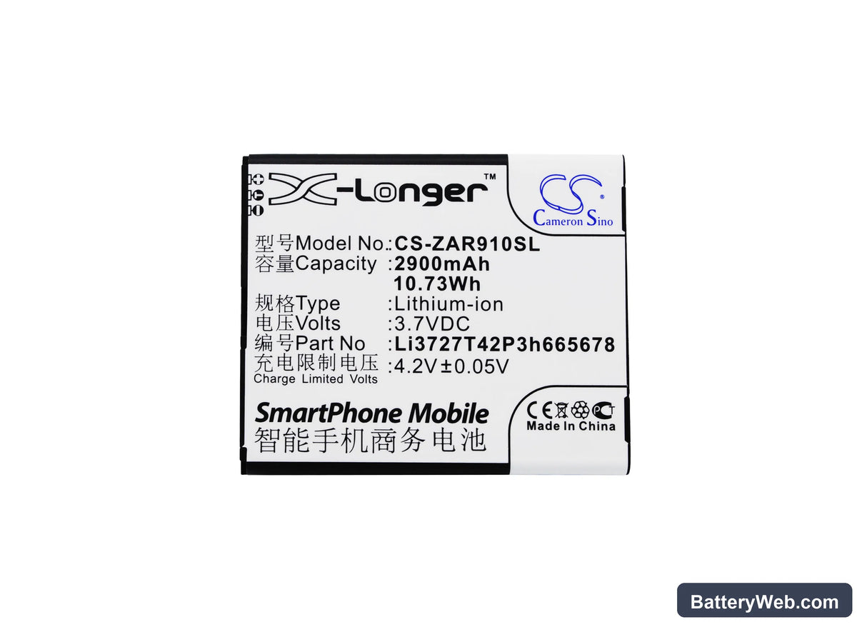 ZTE AR910 Replacement Battery, 3.7V, 2900mAh, Li-ion 5