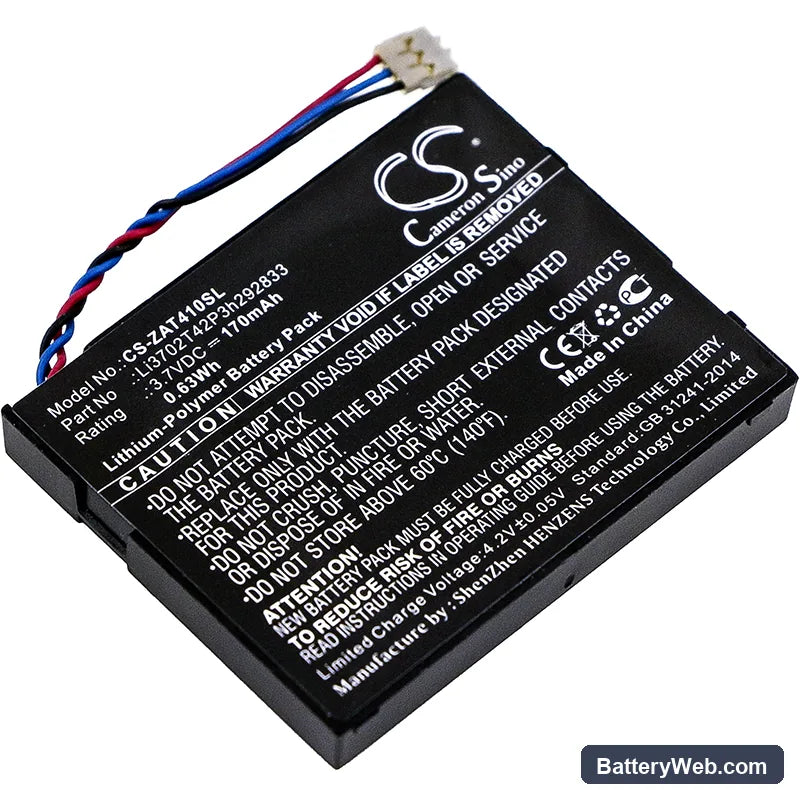 ZTE Z6200MEX Replacement Battery, 3.7V, 170mAh, Li-Polymer 1