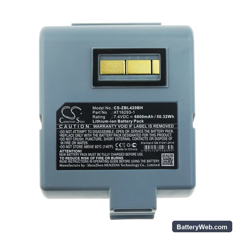 Zebra QL420 Replacement Battery, 7.4V, 6800mAh, Li-ion 5
