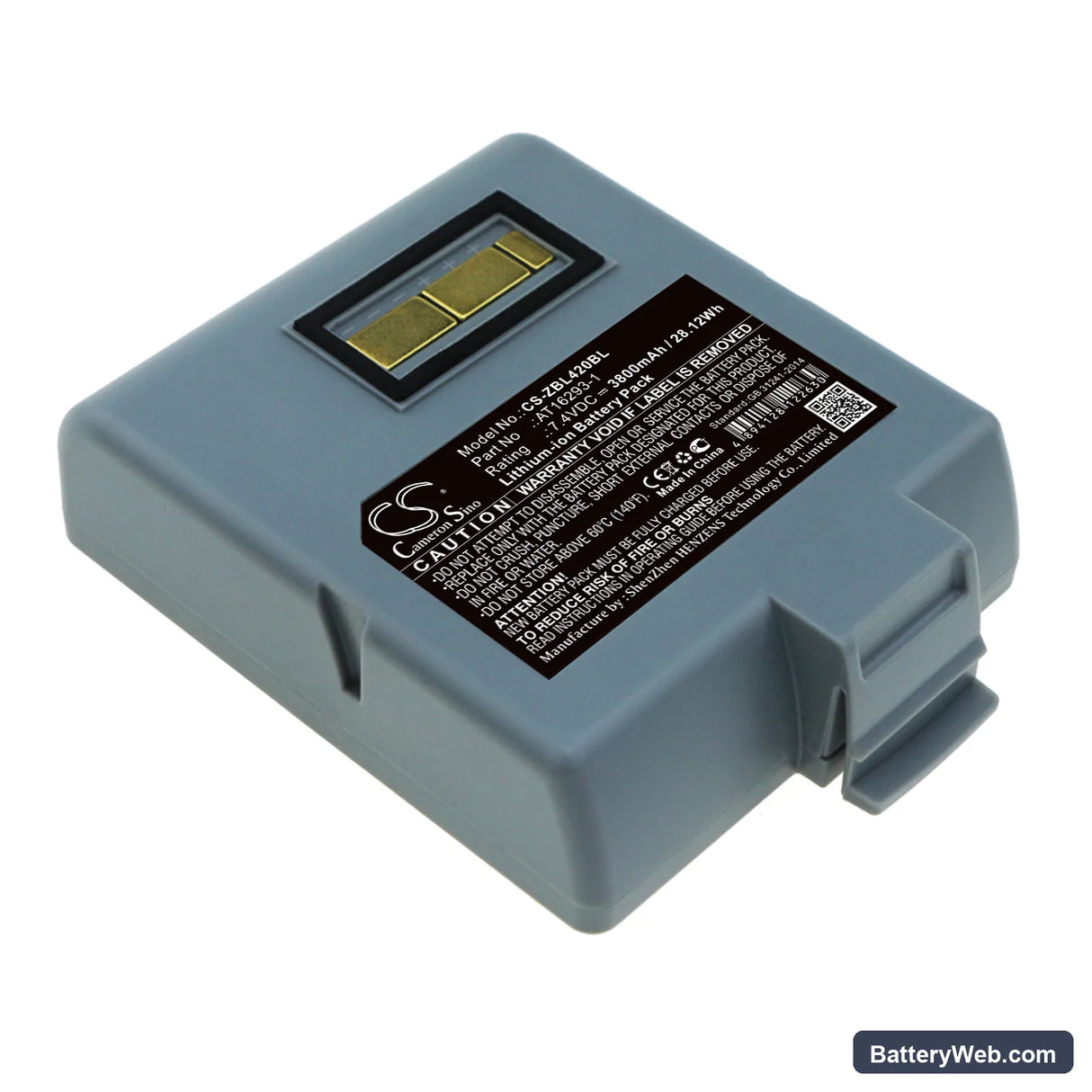 Zebra QL420 Replacement Battery, 7.4V, 3800mAh, Li-ion 1