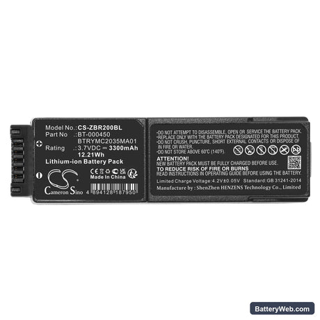 Zebra MC20 Replacement Battery, 3.7V, 3300mAh, Li-ion 5