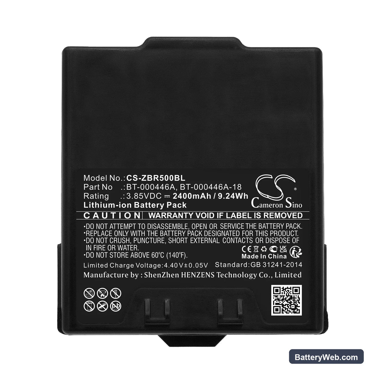 Zebra WS50 Replacement Battery, 3.85V, 2400mAh, Li-ion 5
