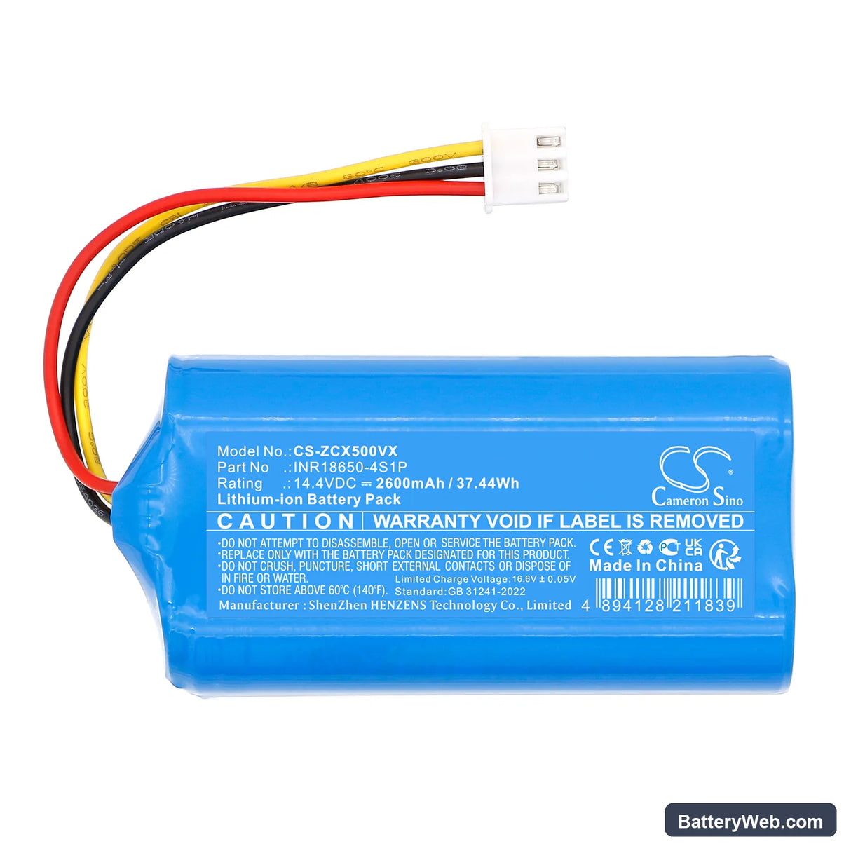 RoboJet X-One Replacement Battery, 14.4V, 2600mAh, Li-ion 3