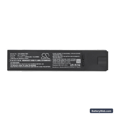 Zebra DS8100 Replacement Battery, 3.7V, 3400mAh, Li-ion 5
