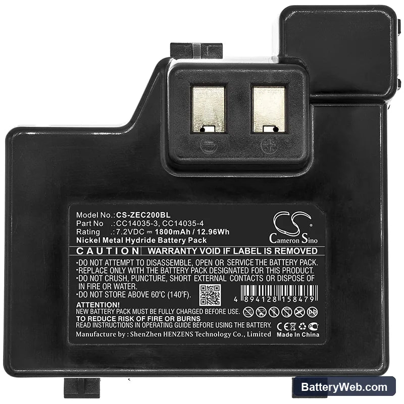 Zebra Cameo 2 Replacement Battery, 7.2V, 1800mAh, Ni-MH 3