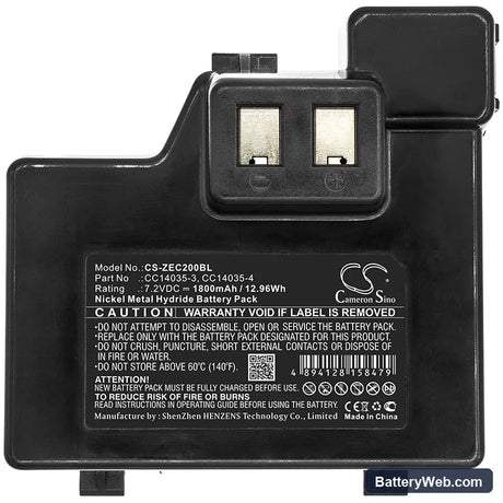 Zebra Cameo 2 Replacement Battery, 7.2V, 1800mAh, Ni-MH 3
