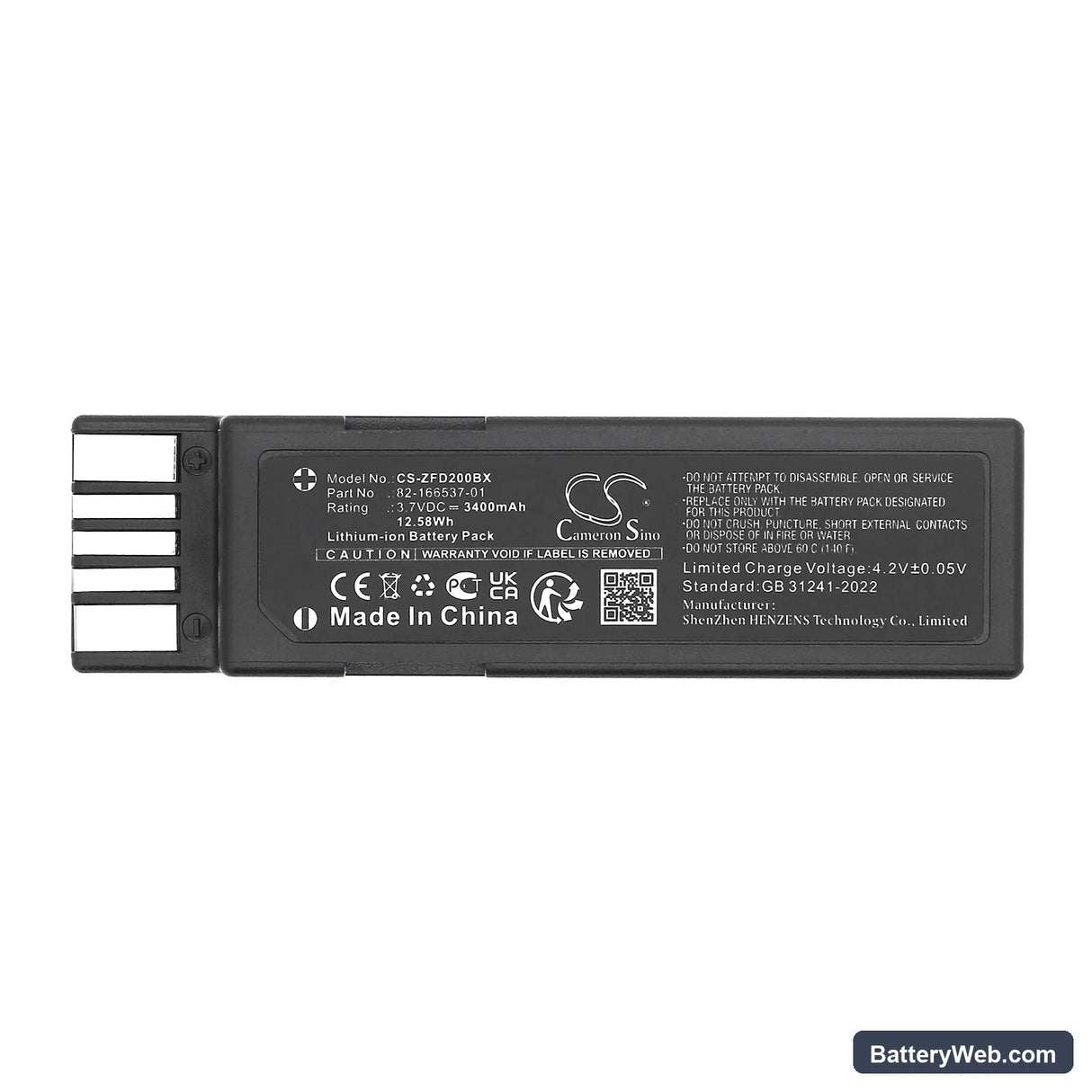 Zebra RFD2000 Replacement Battery, 3.7V, 3400mAh, Li-ion 5