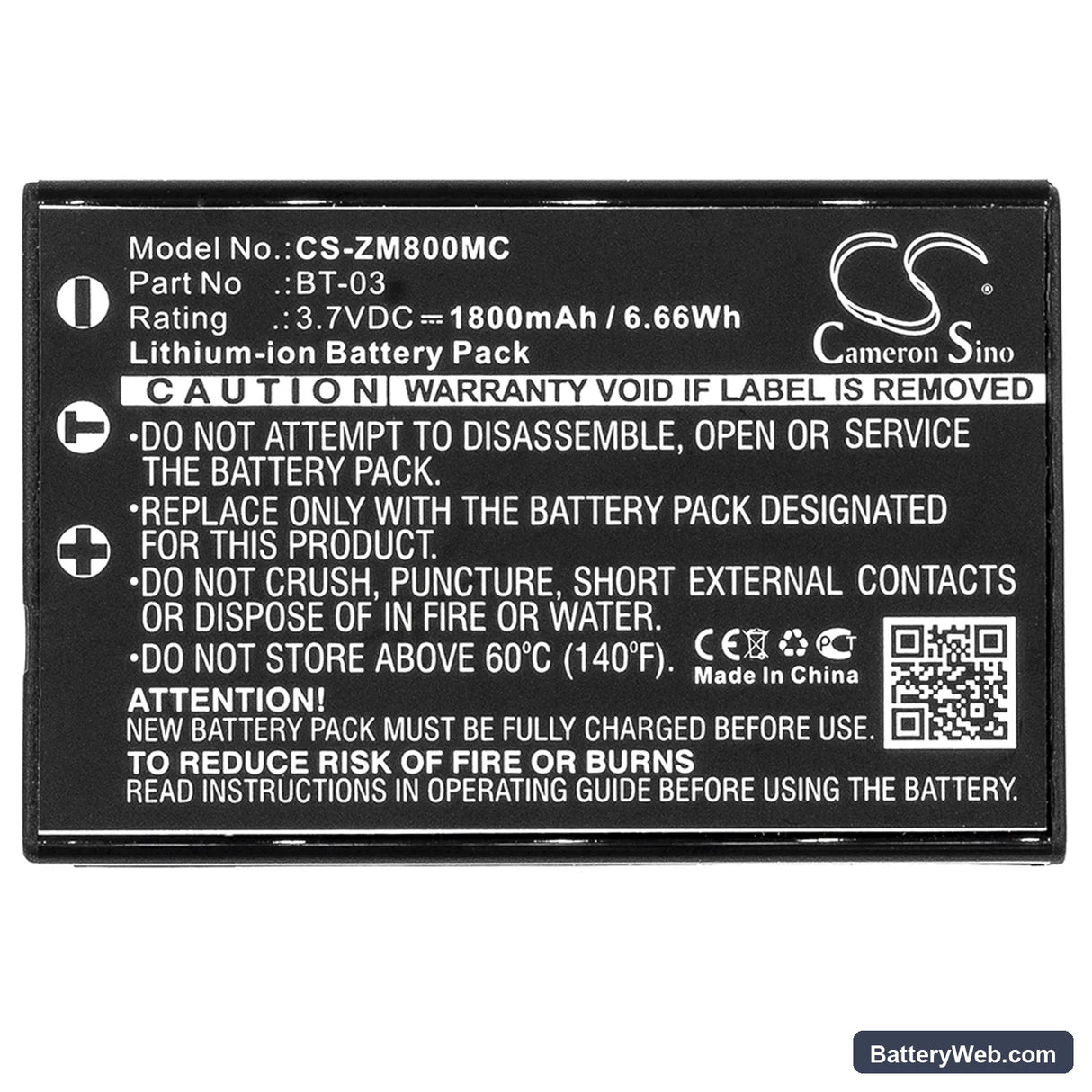 PRAKTICA Luxmedia Z35 Replacement Battery, 3.7V, 1800mAh, Li-ion 3