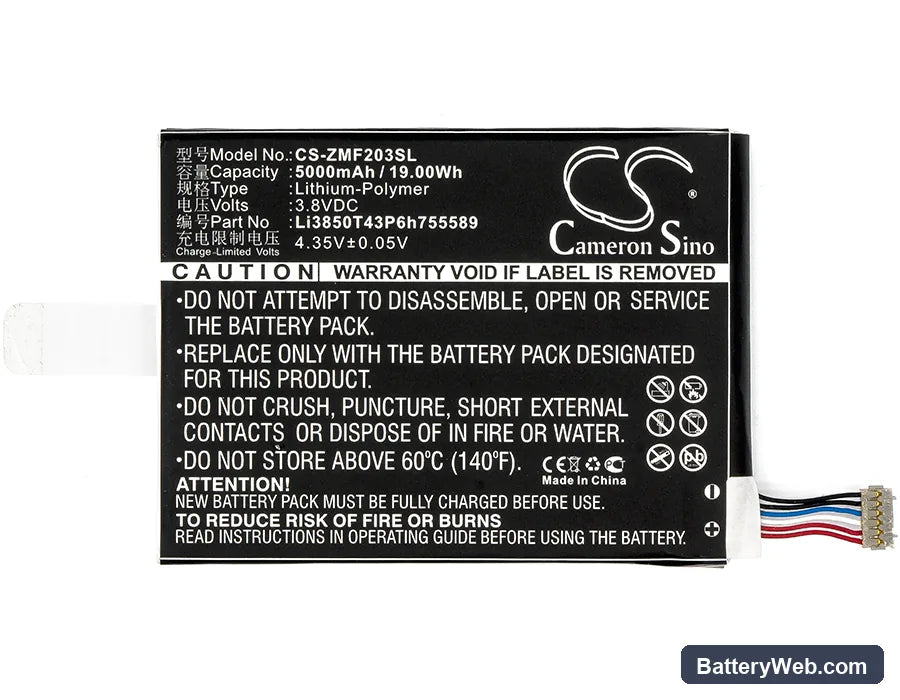 ZTE 203Z Replacement Battery, 3.8V, 5000mAh, Li-Polymer 5