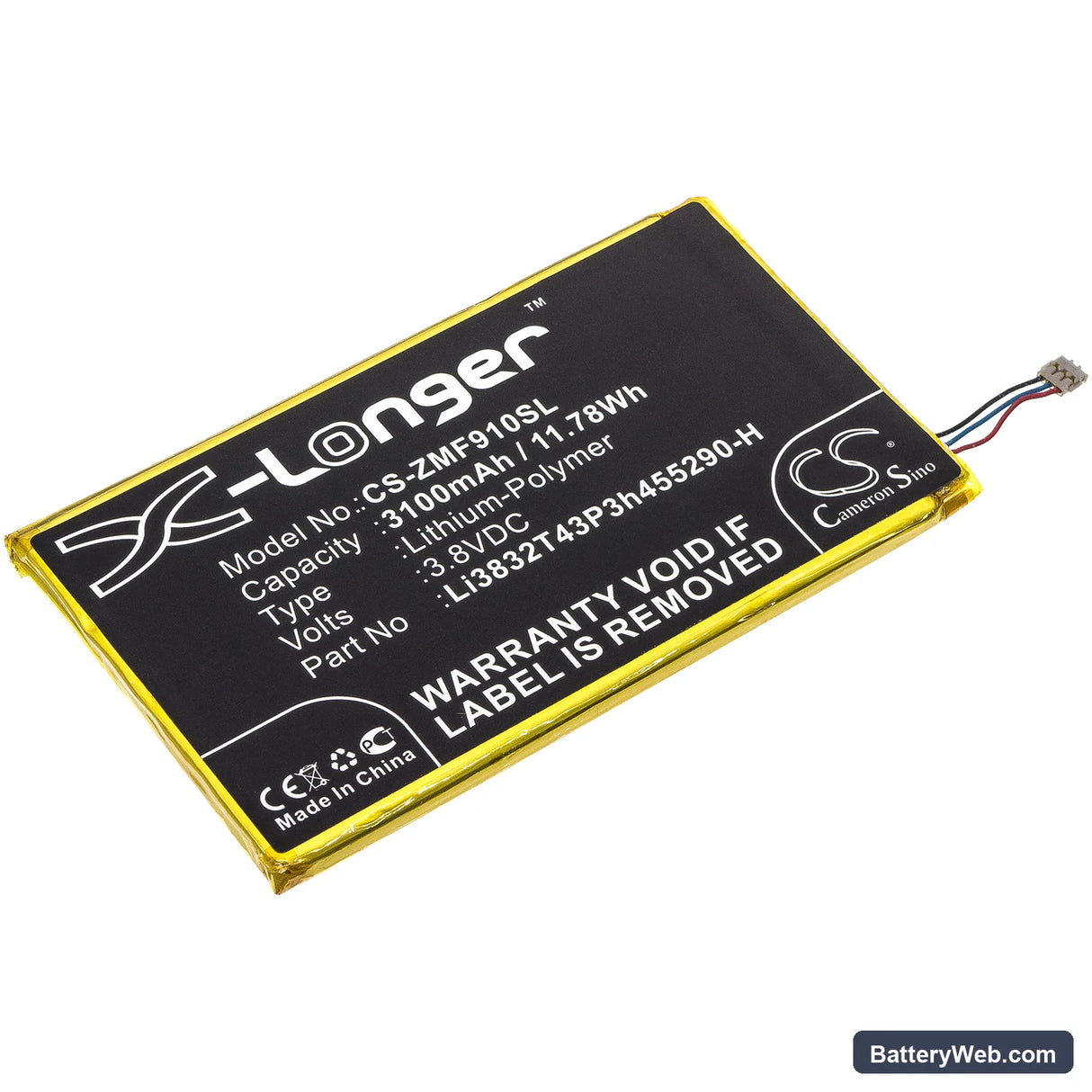 ZTE MF900 Replacement Battery, 3.8V, 3100mAh, Li-Polymer 1