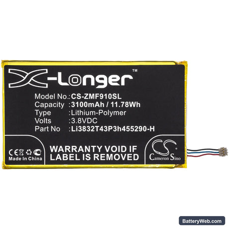 ZTE MF900 Replacement Battery, 3.8V, 3100mAh, Li-Polymer 3