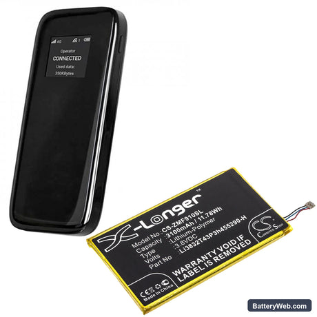 ZTE MF900 Replacement Battery, 3.8V, 3100mAh, Li-Polymer 6