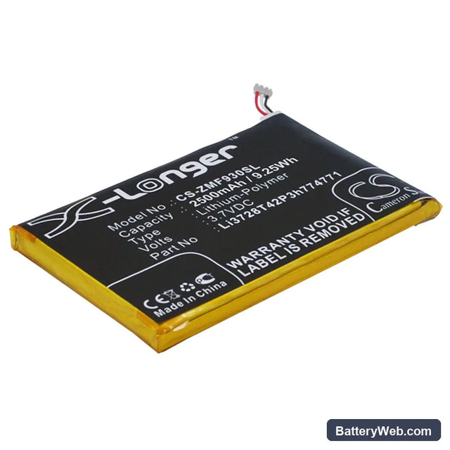 T-Mobile Z915 Replacement Battery, 3.7V, 2500mAh, Li-Polymer 1