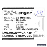ZTE WiFi5 MF932 Replacement Battery, 3.8V, 2000mAh, Li-ion 3