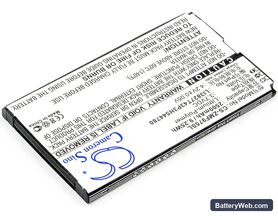 ZTE MF975 Replacement Battery, 3.7V, 2500mAh, Li-Polymer 2