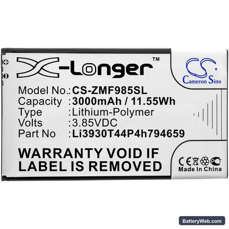 AT&T Velocity 2 Replacement Battery, 3.85V, 3000mAh, Li-Polymer 3