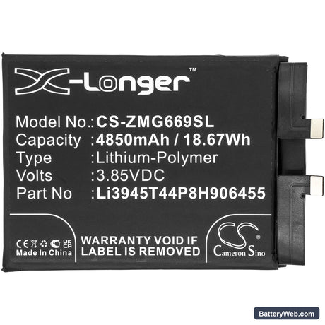 ZTE Nubia Red Magic 6 Replacement Battery, 3.85V, 4850mAh, Li-Polymer 3