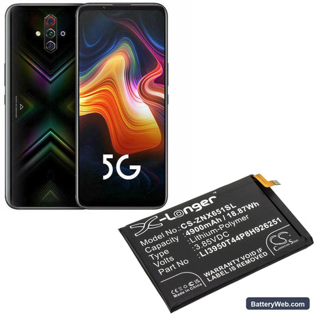 ZTE Nubia Play Replacement Battery, 3.85V, 4900mAh, Li-Polymer 5