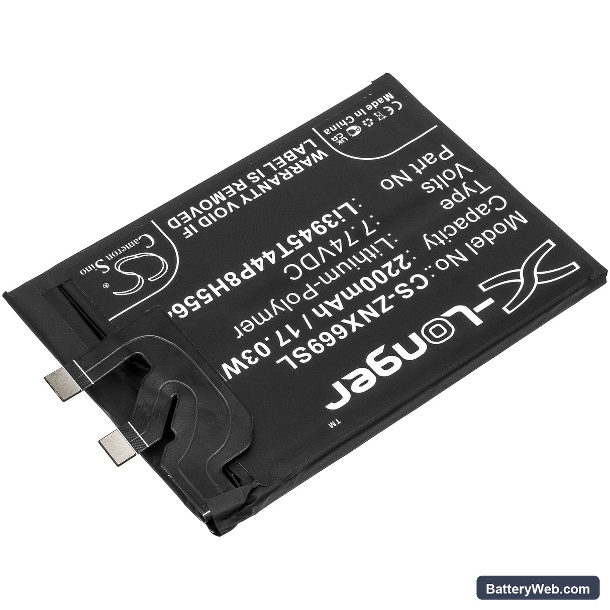 ZTE Nubia Red Magic 6 Pro Replacement Battery, 7.74V, 2200mAh, Li-Polymer 2