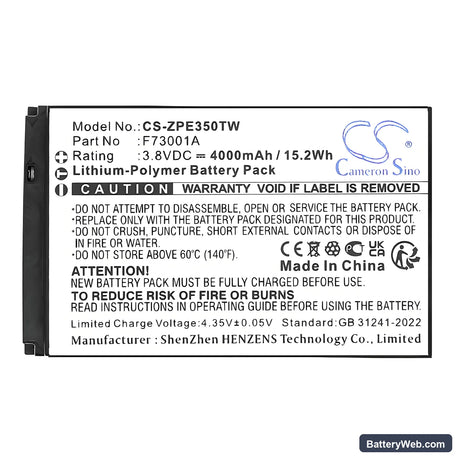 ZTE E700 Replacement Battery, 3.8V, 4000mAh, Li-Polymer 5